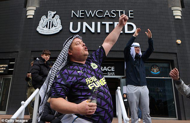 Newcastle fans celebrate the sale of the club, which saw Mike Ashley eventually leave