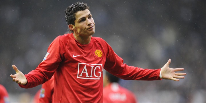 Cristiano Ronaldo shrugs his shoulders after scoring for Manchester United.