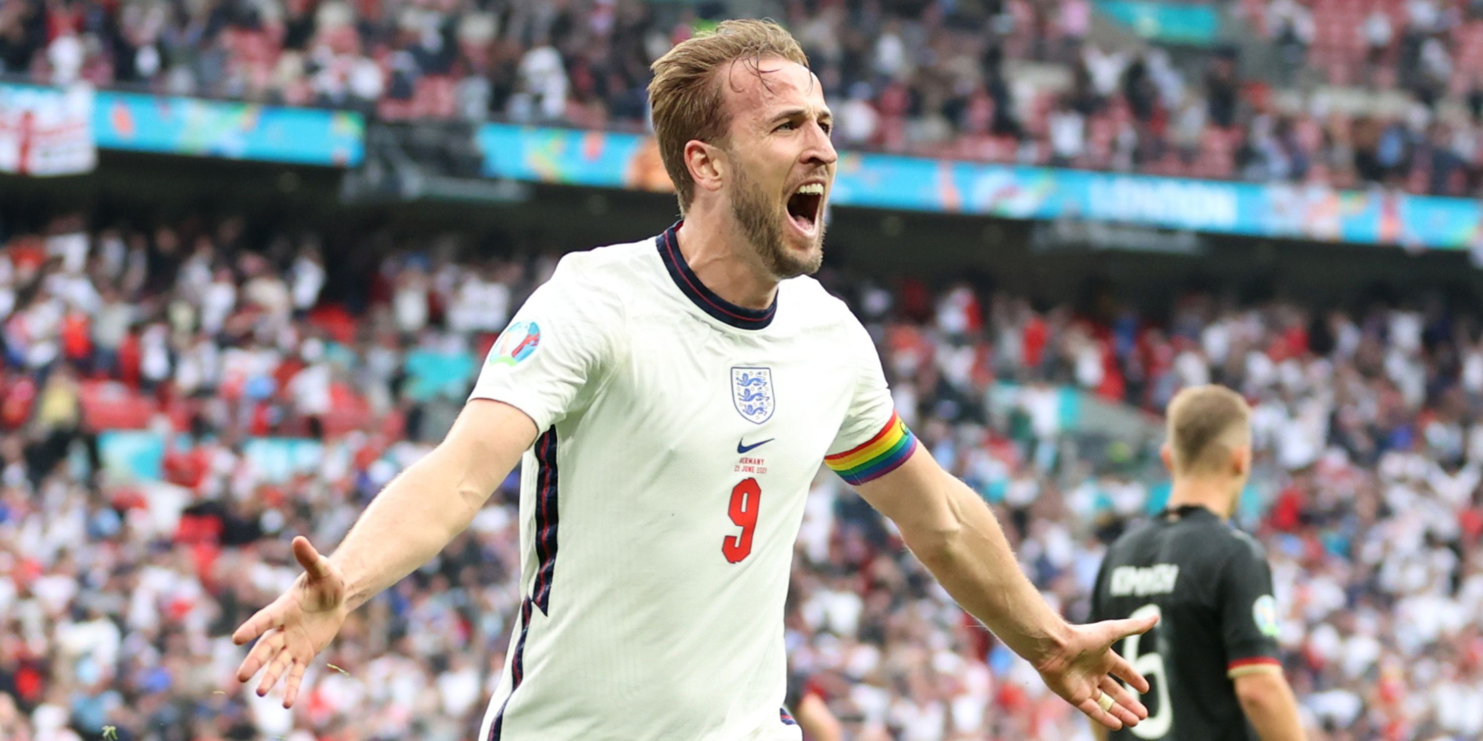 Harry Kane celebrates for England against Germany at Euro 2020