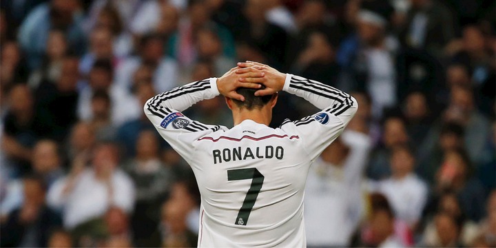 Cristiano Ronaldo with his hands on his head while in action for Real Madrid