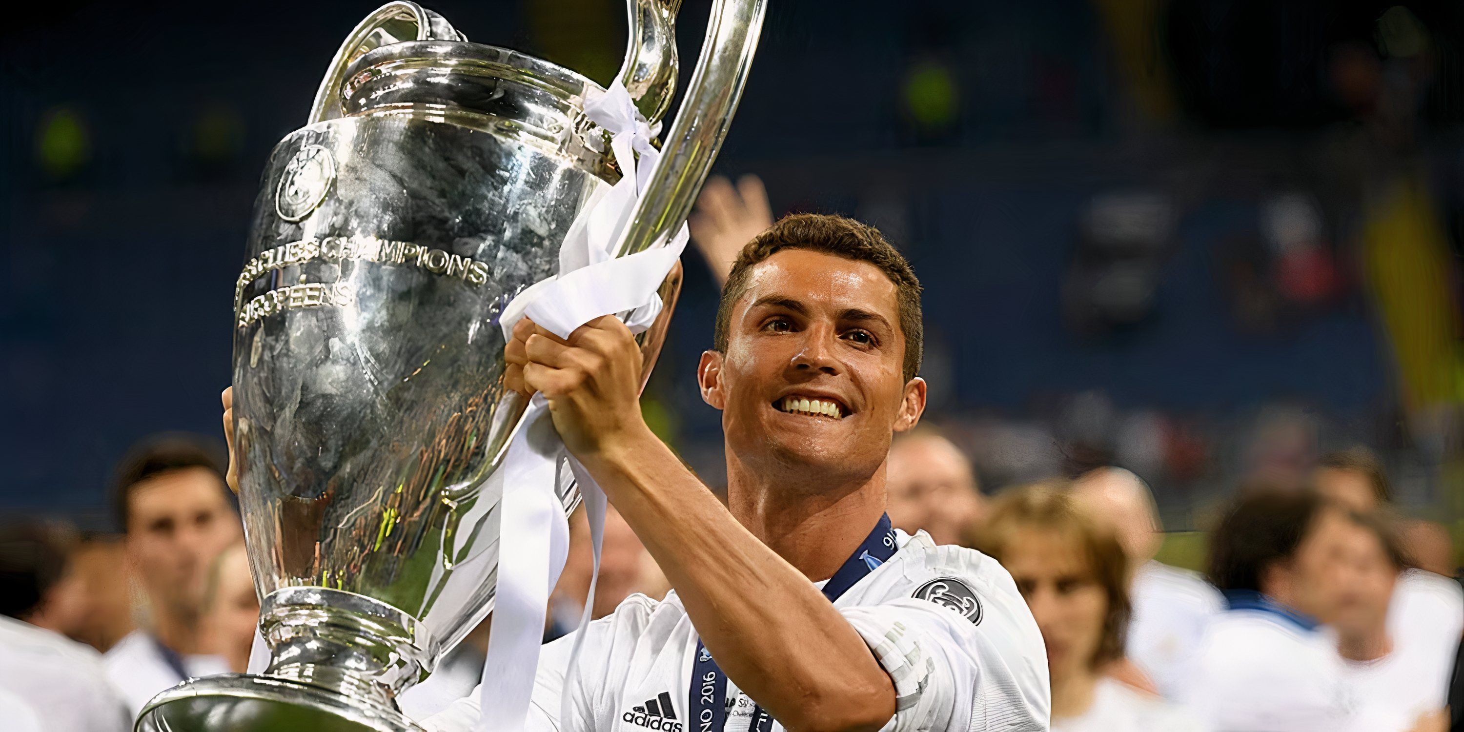 Cristiano Ronaldo celebrates winning the Champions League