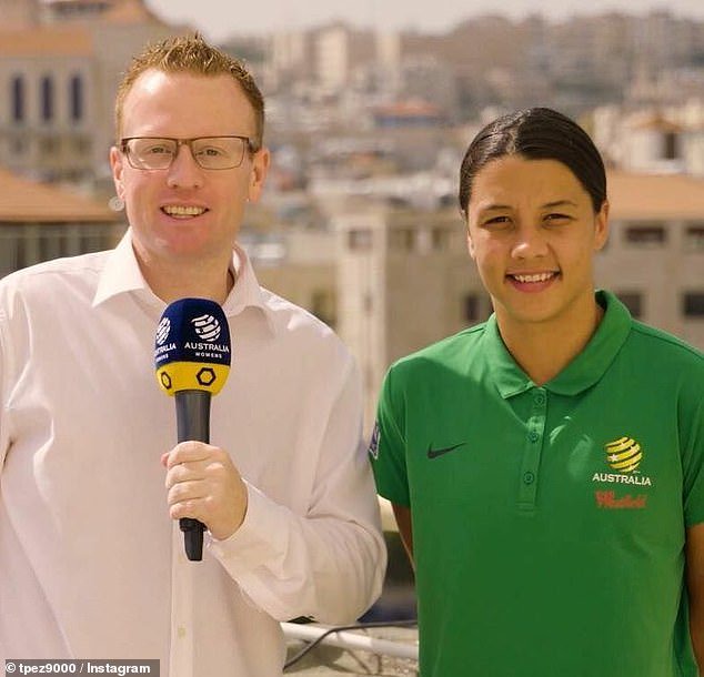 Kerr is pictured with Pellizzeri, who also covers matches for the A-League