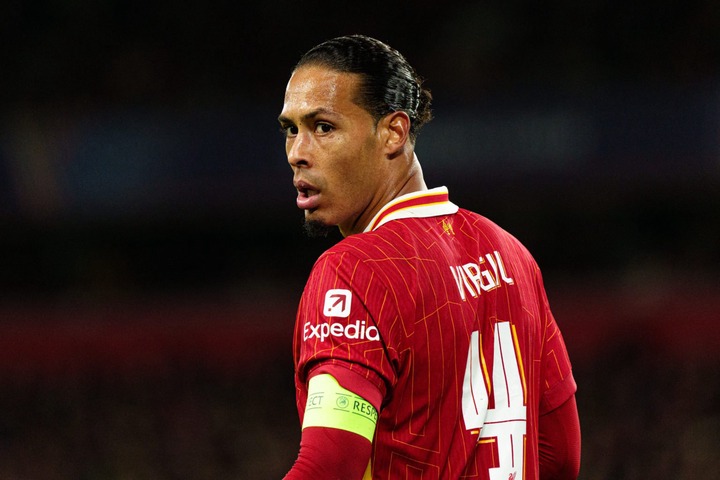 Virgil van Dijk of Liverpool is in action during the UEFA Champions League match between Liverpool and Bologna FC 1909 at Anfield in Liverpool, Eng...