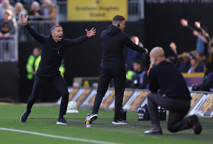 Gary O'Neil manager / head coach of Wolverhampton Wanderers reacts to a decision during the Premier League match between Wolverhampton Wanderers FC...