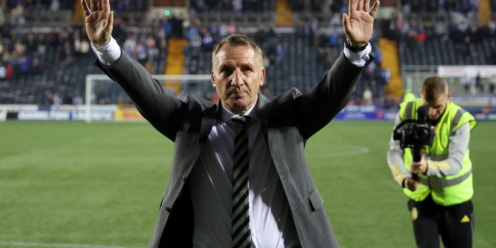 Celtic manager Brendan Rodgers celebrating