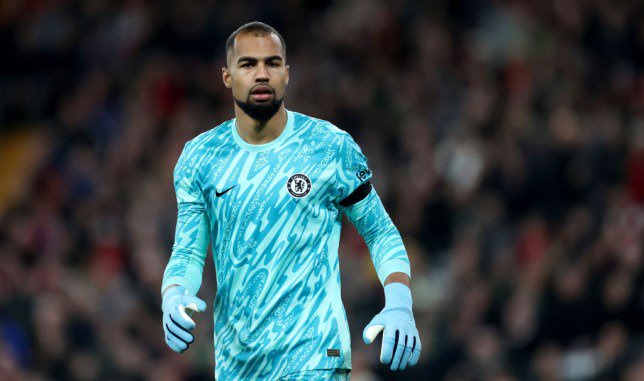 Chelsea's Robert Sanchez during the Premier League match between Liverpool FC and Chelsea FC