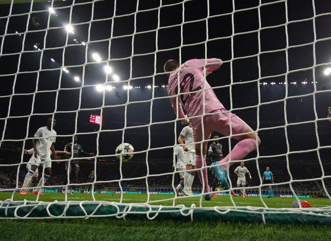 A picture of Christian Pulisic's 'Olimpico' goal hitting the back of the net