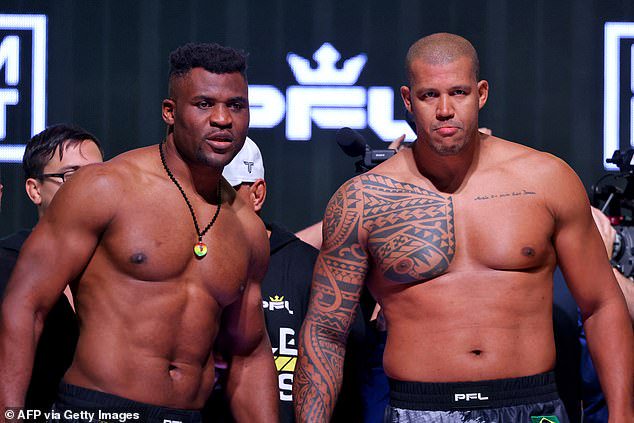 Francis Ngannou (left) produced a stunning knockout victory upon his return to MMA as he took on Renan Ferreira (right) at PFL's Battle of the Giants