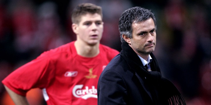 Steven Gerrard and Jose Mourinho