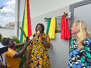 MESTI minister, Ophelia Mensah Hayford (Left) and Franziska Jebens (Right)