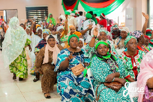 Prof Opoku -Agyemang interacting women in Asawase Constituency