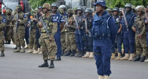 File photo of Police and military officers about to perform a task