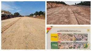 A section of the ongoing work on the Adentan-Dodowa Road Dualisation Project