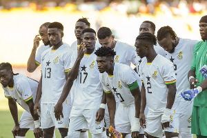 Black Stars players posing for a team photo