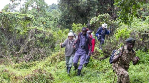 File photo of tourists hiking