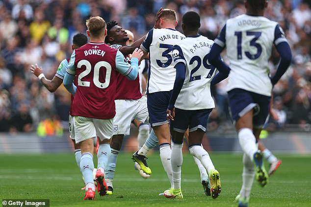 Mohammed Kudus was sent off against Tottenham for lashing out at Micky van de Ven