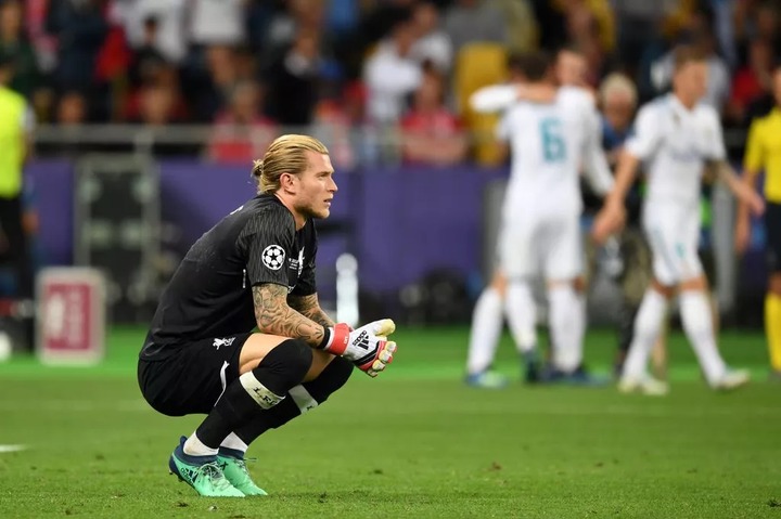 KIEV, UKRAINE - MAY 26: Loris Karius of Liverpool shows dejection after Real Madrid's third goal during the UEFA Champions League final between Real Madrid and Liverpool at NSC Olimpiyskiy Stadium on May 26, 2018 in Kiev, Ukraine. (Photo by Etsuo Hara/Getty Images)