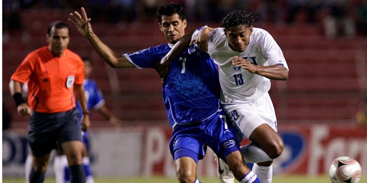 Ramon Sanchez in action for El Salvador against Honduras