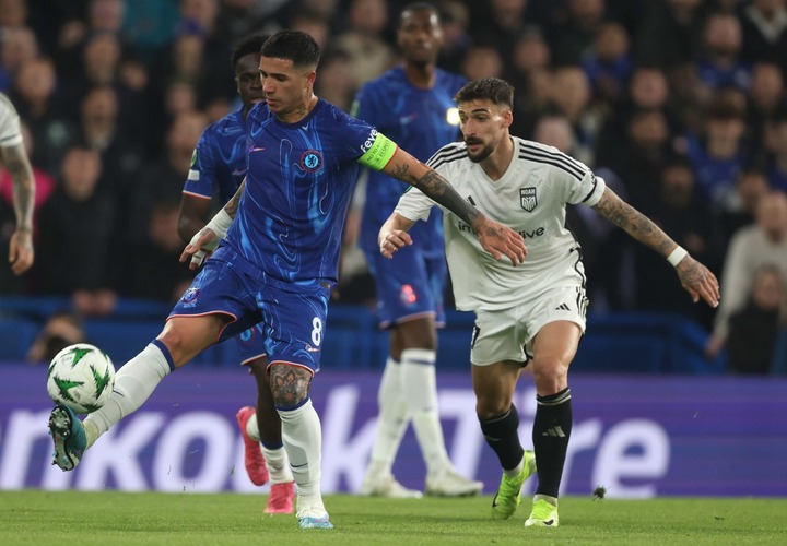 Enzo Fernandez of Chelsea during the UEFA Conference League 2024/25 League Phase MD3 match between Chelsea FC and FC Noah at Stamford Bridge on Nov...