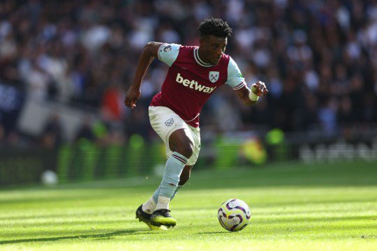 Mohammed Kudus is seen playing for West Ham in the Premier League