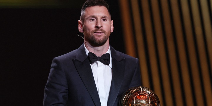 Inter Miami's Lionel Messi with the men's Ballon d'Or