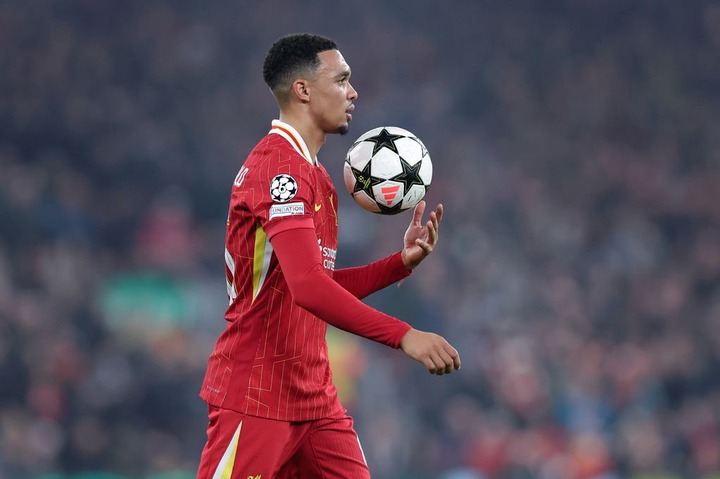 Trent Alexander-Arnold during the UEFA Champions League 2024/25 League Phase MD4 match between Liverpool FC and Bayer 04 Leverkusen at Anfield. 