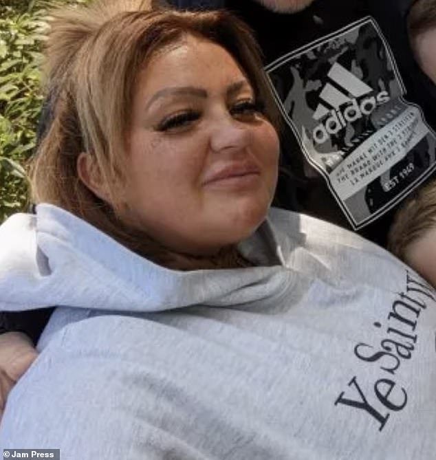 Donna Worthington, 36, from Birmingham, has struggled with her weight for years but felt she needed make a change after finding herself breathless and in 'excruciating' pain during the school run (pictured prior to the surgery)