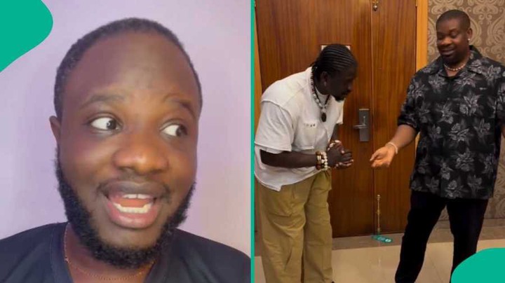 Deeone reacts as VDM prays for Don Jazzy after he gave him money.