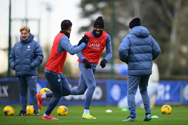 Marcus Thuram of FC Internazionale in action during the FC Internazionale training session at BPER Training Centre at Appiano Gentile on November 2...