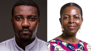 Parliamentary candidate John Dumelo (L) and MP Lydia Alhassan (R)