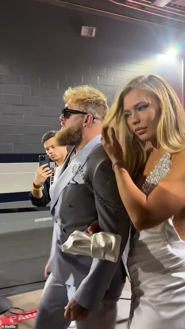 Jake Paul arrived with his girlfriend Jutta Leerdam ahead of his fight with Mike Tyson