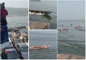 Scene from the Afram River as Mahama and his team were crossing to campaign