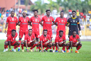 Players of Asante Kotoko before a game