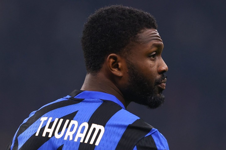 Marcus Thuram of FC Internazionale looks on during the UEFA Champions League 2024/25 League Phase MD8 match between FC Internazionale Milano and AS...