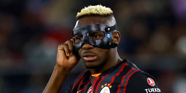 Galatasaray's Victor Osimhen is picture wearing a protective face mask