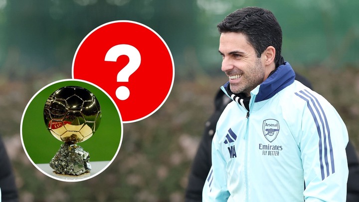 Mikel Arteta. Inset, a question mark and the Ballon D'or