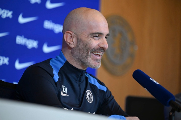 Head Coach Enzo Maresca of Chelsea during a press conference at Chelsea Training Ground on January 31, 2025 in Cobham, England.