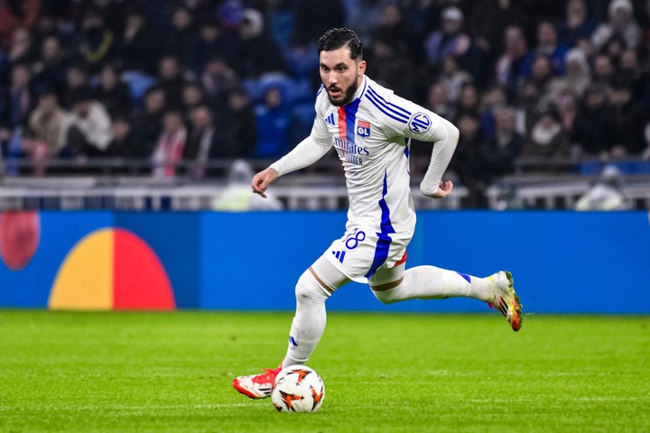 Rayan Cherki of Lyon in action during the UEFA Europa League 2024/25 League Phase MD8 match between Olympique Lyonnais and PFC Ludogorets 1945 at O...