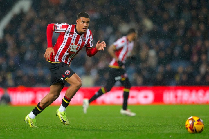 Ryan One of Sheffield United runs with the ball during the Sky Bet Championship match between West Bromwich Albion FC and Sheffield United FC at Th...