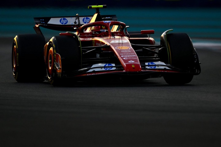 Carlos Sainz of Spain driving (55) the Ferrari SF-24 on track during the F1 Grand Prix of Abu Dhabi at Yas Marina Circuit on December 08, 2024 in A...