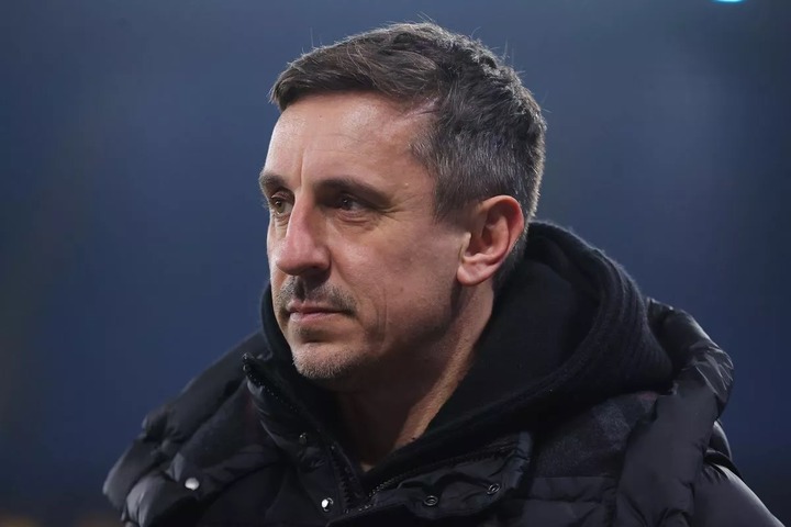 MANCHESTER, ENGLAND - JANUARY 19: Pundit Gary Neville during the Barclays Women's Super League match between Manchester City and Manchester United at Etihad Stadium on January 19, 2025 in Manchester, England.