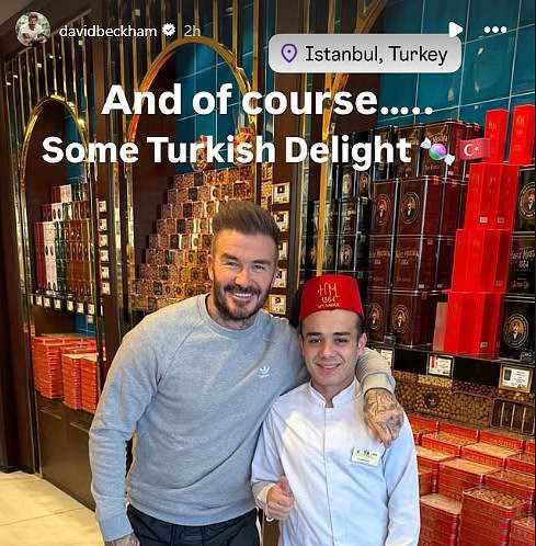 He did, though, stop buy to pick up some Turkish delight and posed with a worker as he collected his order