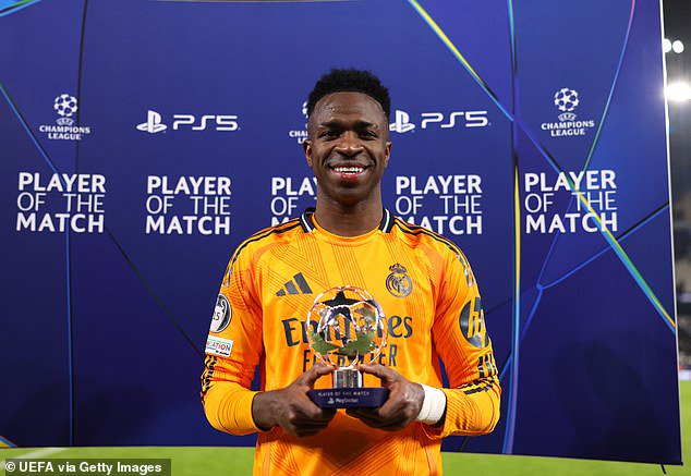 Vinicius Jr was named player of the match and admitted the banner spurred him on