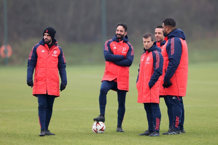 Ruben Amorim, Manager of Manchester United, during the UEFA Europa League 2024/25 League Phase MD7 training and press conference at Carrington Trai...