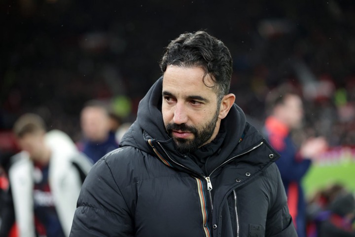 Manchester United Manager Ruben Amorim during the Emirates FA Cup Fourth Round match between Manchester United and Leicester City at Old Trafford o...