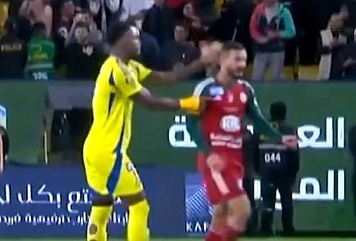 The former Aston Villa striker was shown red after gently tapping Abdulelah Al-Malki's head