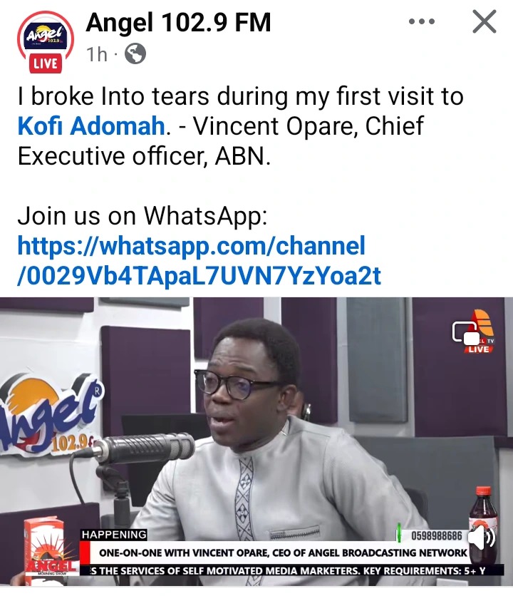 I Shed Tears After Seeing Kofi Adoma's Face - Angel TV CEO Drops A Sad News| image 4