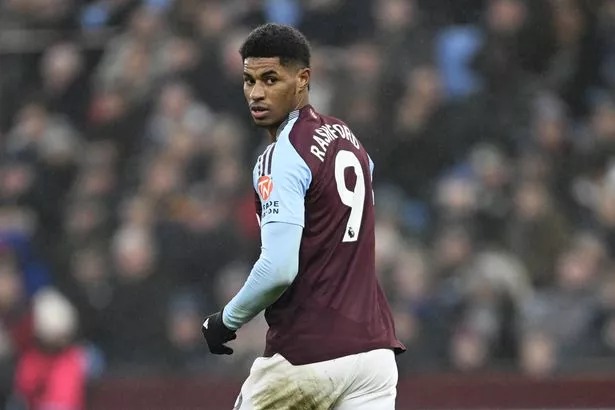 Liverpool will come up against Marcus Rashford, who is on loan at Aston Villa from Manchester United