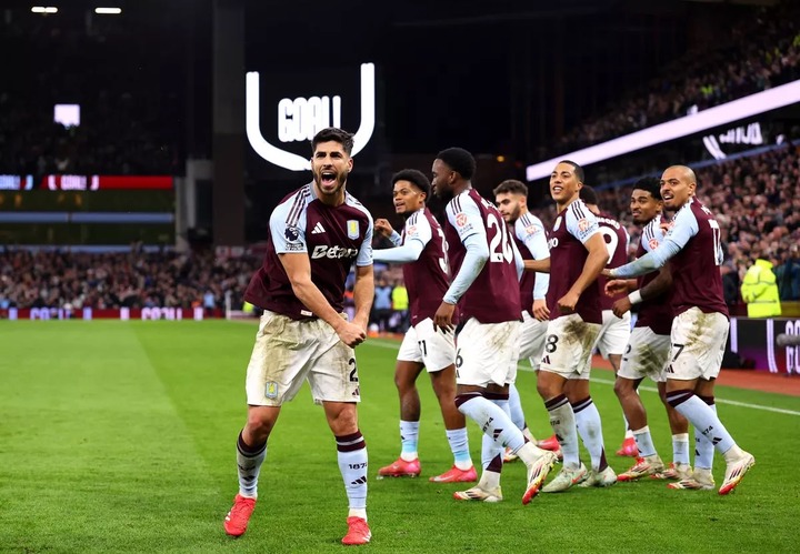 BIRMINGHAM, ENGLAND - FEBRUARY 22: Marco Asensio of Aston Villa celebrates scoring his team's second goal during the Premier League match between Aston Villa FC and Chelsea FC at Villa Park on February 22, 2025 in Birmingham, England. (Photo by Marc Atkins - AVFC/Aston Villa FC via Getty Images)