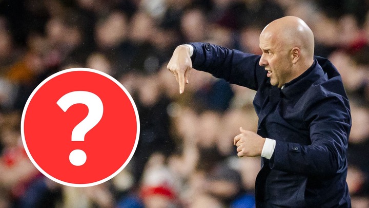 Liverpool head coach Arne Slot gives instructions vs PSV Eindhoven in the Champions League with an inset of a question mark.